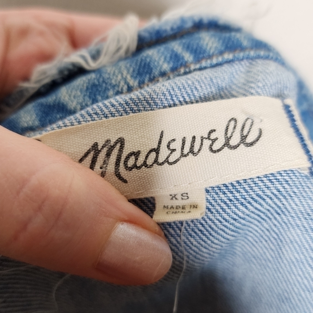 Madewell Thunder Cloud Distressed Collarless Deni… - image 7